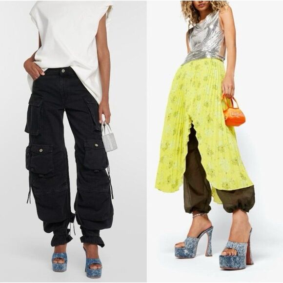 NEW AMINA MUADDI Dalida Blue Denim Square Open Toe Platform Pumps Size E… - Picture 6 of 12